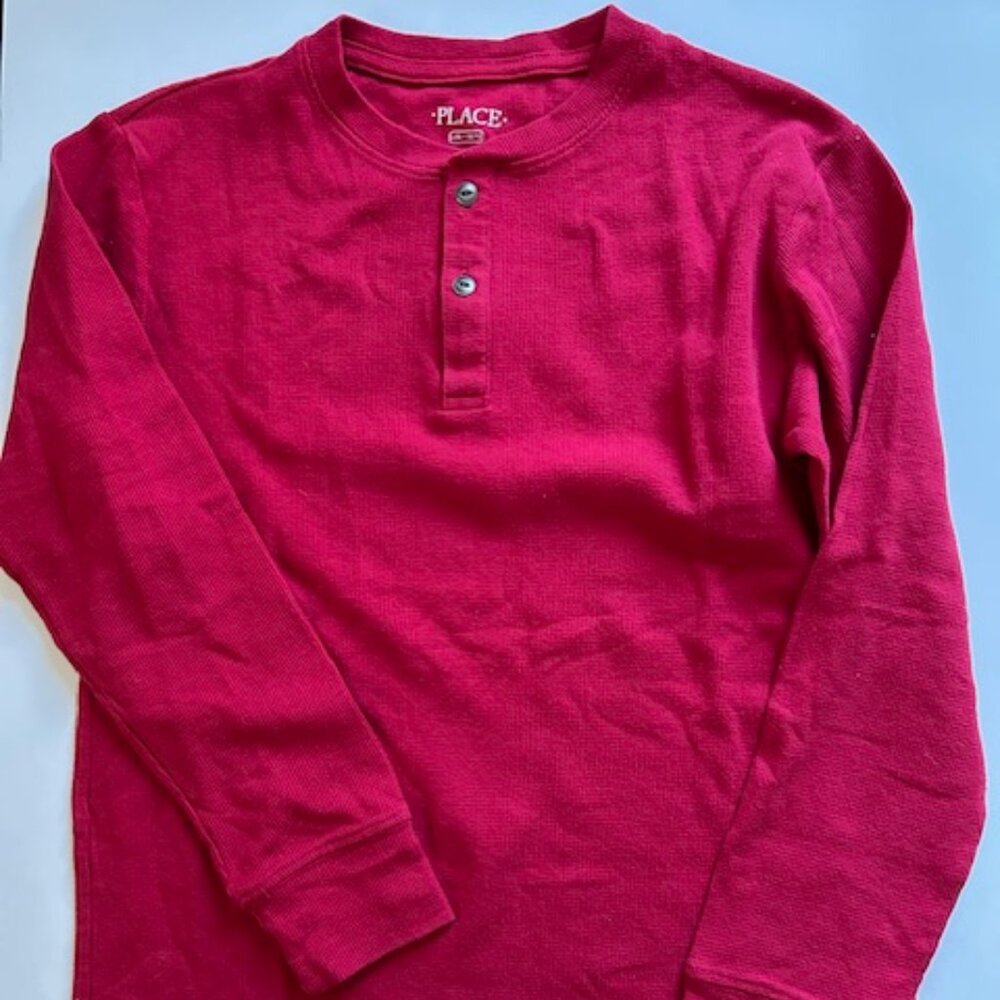 Boys Red Henley Top - size L (10-12)